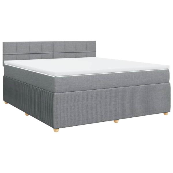 ARDEBO.de - Boxspringbett mit Matratze Hellgrau 180x200 cm Stoff