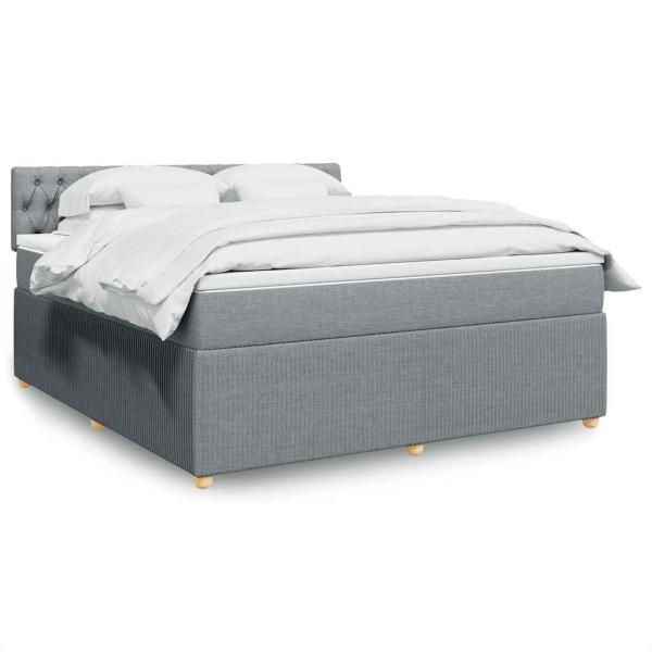 ARDEBO.de - Boxspringbett mit Matratze Hellgrau 180x200 cm Stoff