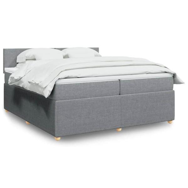 ARDEBO.de - Boxspringbett mit Matratze Hellgrau 200x200 cm Stoff