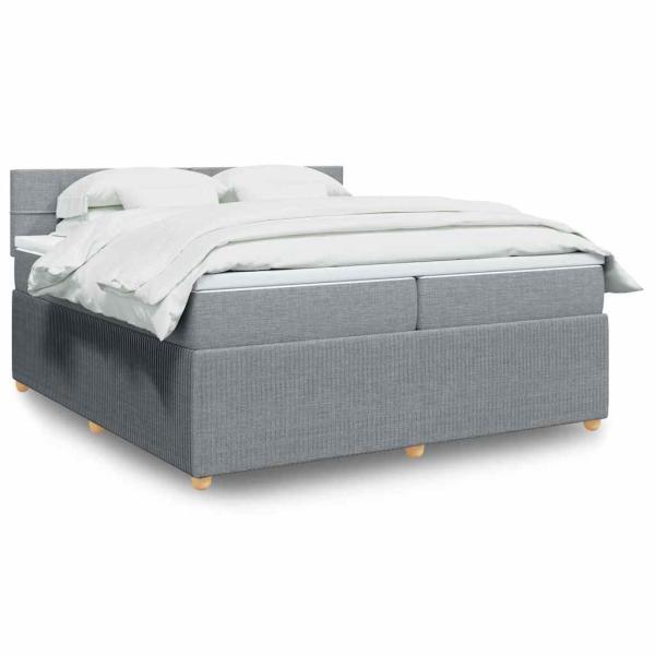 ARDEBO.de - Boxspringbett mit Matratze Hellgrau 200x200 cm Stoff