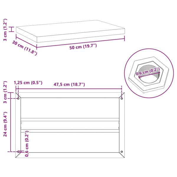 Wandregale 2 Stk. 50x30x3 cm Silbern Edelstahl