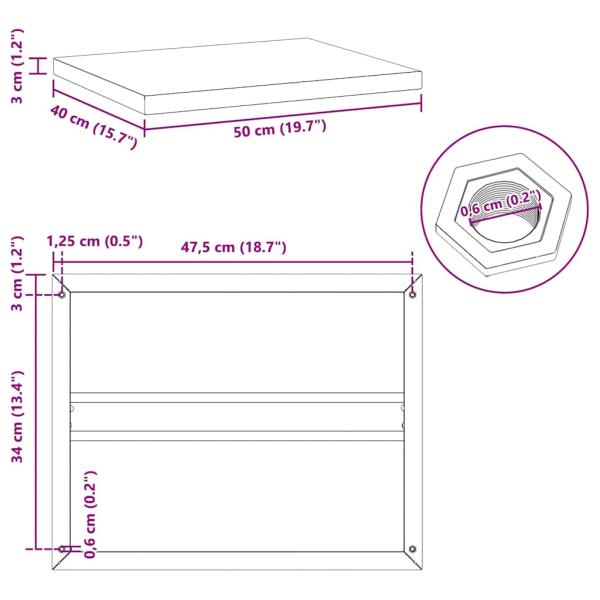 Wandregale 2 Stk. 50x40x3 cm Schwarz Edelstahl