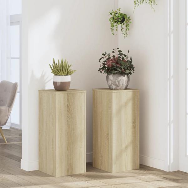 ARDEBO.de - Pflanzenständer 2 Stk. Sonoma-Eiche 30x30x70 cm Holzwerkstoff