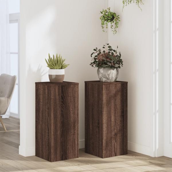 ARDEBO.de - Pflanzenständer 2 Stk. Braun Eiche 30x30x70 cm Holzwerkstoff