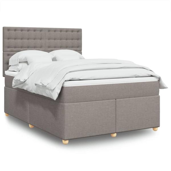 ARDEBO.de - Boxspringbett mit Matratze Taupe 140x190 cm Stoff