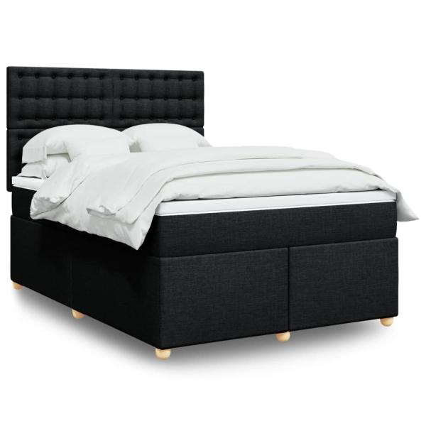 ARDEBO.de - Boxspringbett mit Matratze Schwarz 140x190 cm Stoff
