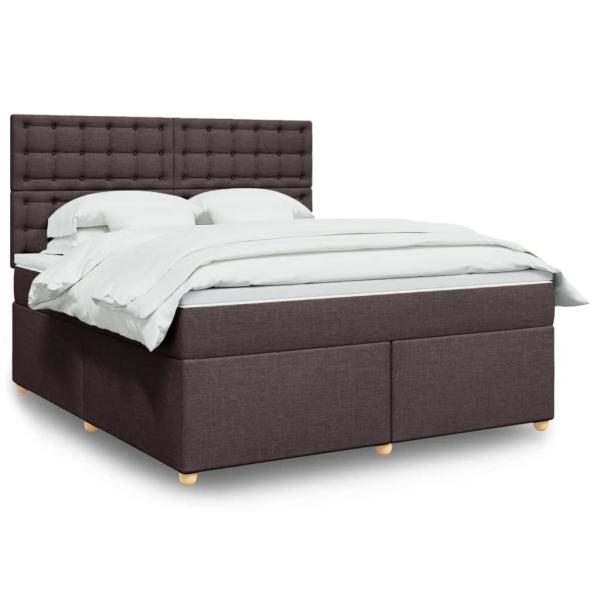 ARDEBO.de - Boxspringbett mit Matratze Dunkelbraun 180x200 cm Stoff