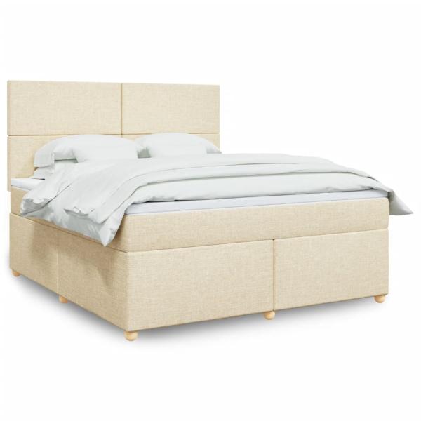 ARDEBO.de - Boxspringbett mit Matratze Creme 180x200 cm Stoff