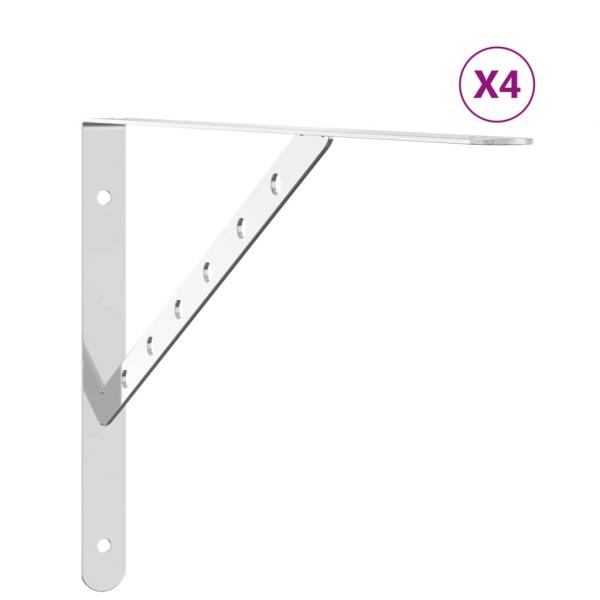 ARDEBO.de - Regalträger 4 Stk. 40x2,5x25 cm Silbern Edelstahl