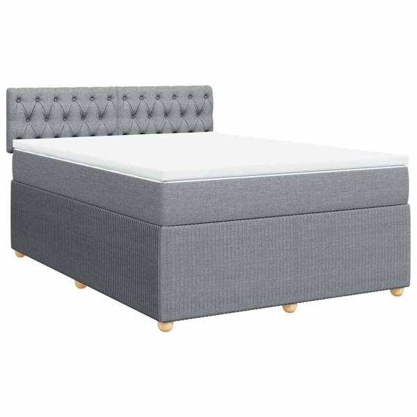 ARDEBO.de - Boxspringbett mit Matratze Hellgrau 160x200 cm Stoff