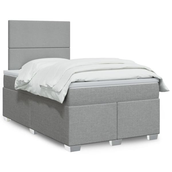 ARDEBO.de - Boxspringbett mit Matratze Hellgrau 120x190 cm Stoff