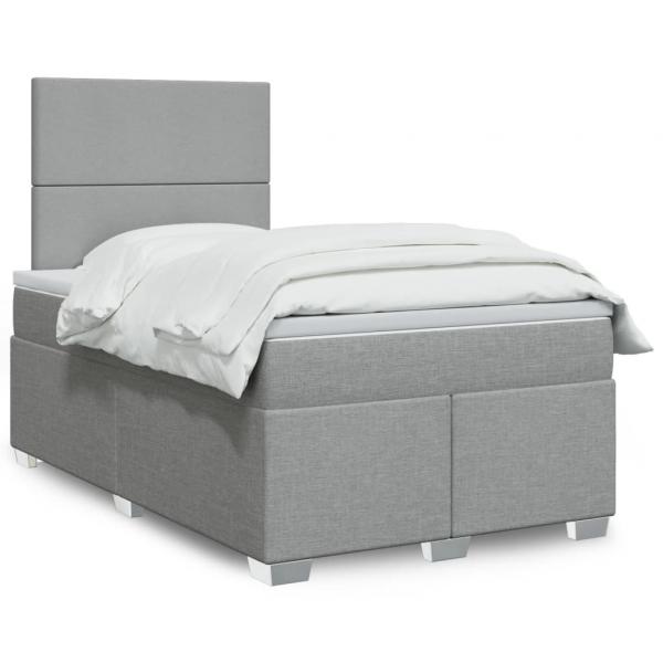 ARDEBO.de - Boxspringbett mit Matratze Hellgrau 120x200 cm Stoff