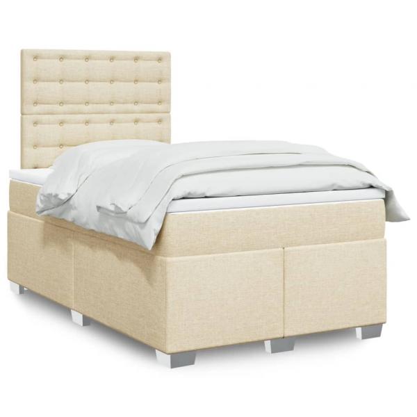 ARDEBO.de - Boxspringbett mit Matratze Creme 120x200 cm Stoff