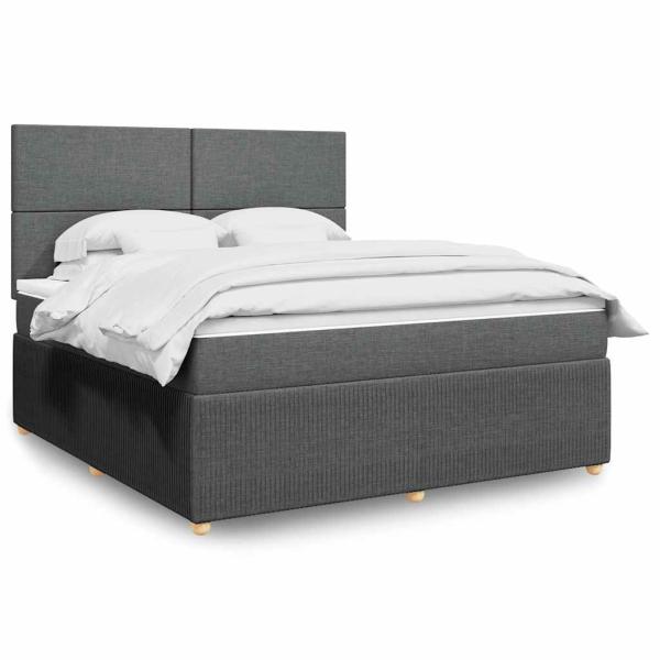 ARDEBO.de - Boxspringbett mit Matratze Dunkelgrau 180x200 cm Stoff