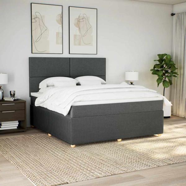 Boxspringbett mit Matratze Dunkelgrau 180x200 cm Stoff