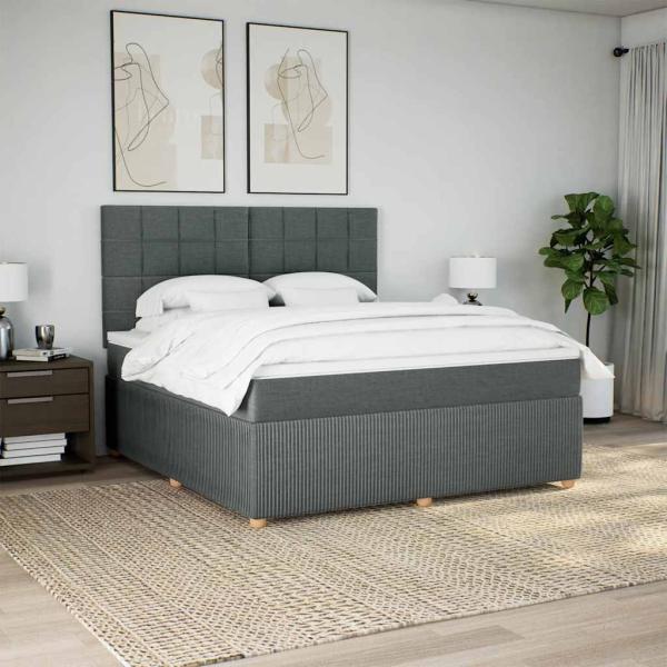 Boxspringbett mit Matratze Dunkelgrau 180x200 cm Stoff