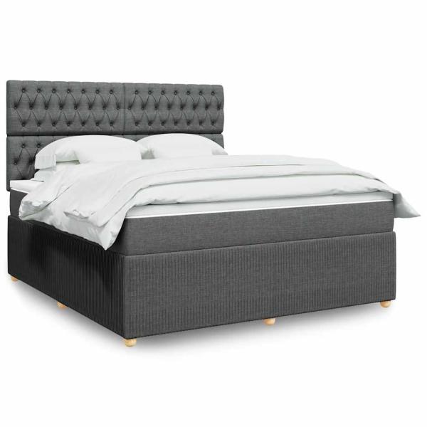 ARDEBO.de - Boxspringbett mit Matratze Dunkelgrau 180x200 cm Stoff