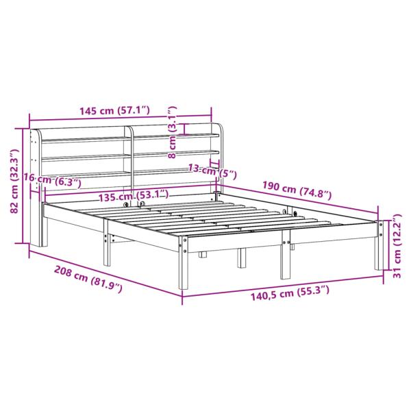 Massivholzbett ohne Matratze 135x190 cm Kiefernholz