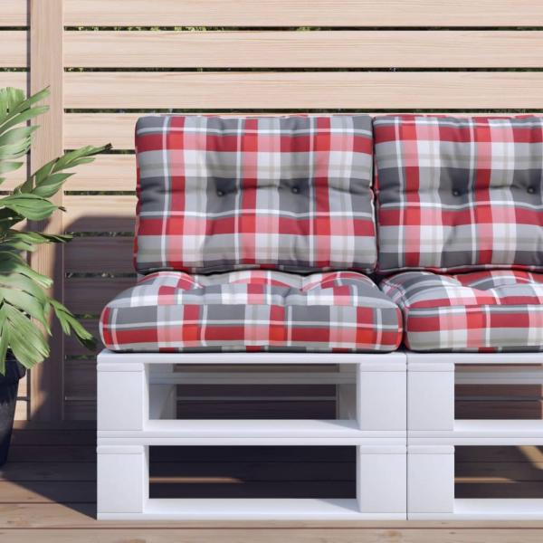 ARDEBO.de - Palettenkissen Rot Karomuster 60x40x12 cm Stoff