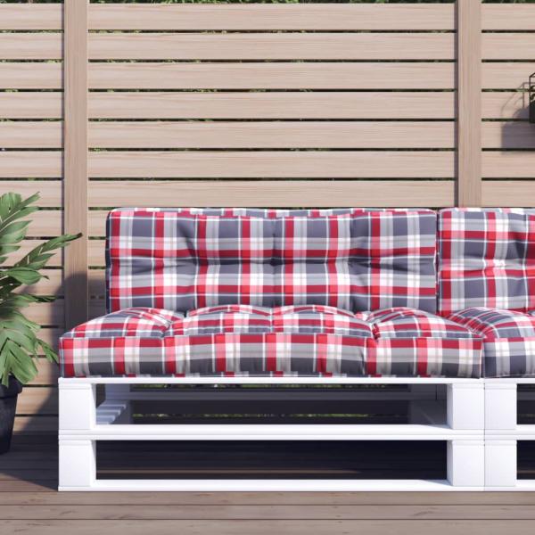 ARDEBO.de - Palettenkissen Rot Karomuster 120x40x12 cm Stoff