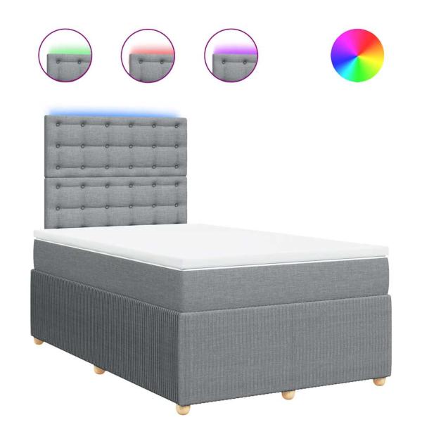 ARDEBO.de - Boxspringbett mit Matratze Hellgrau 120x200 cm Stoff