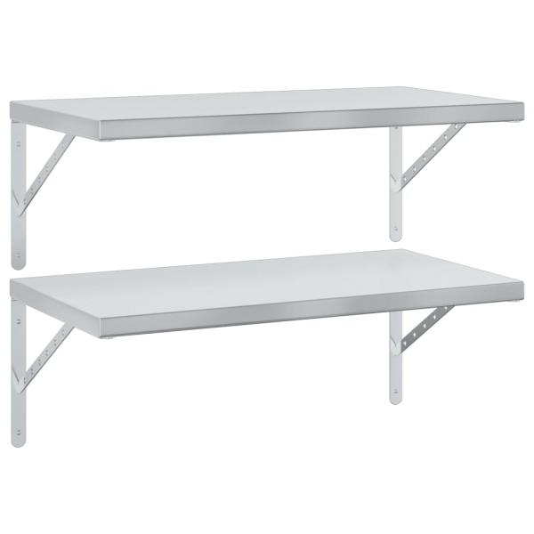 ARDEBO.de - Wandregale 2 Stk. 75x40 cm Silbern Edelstahl