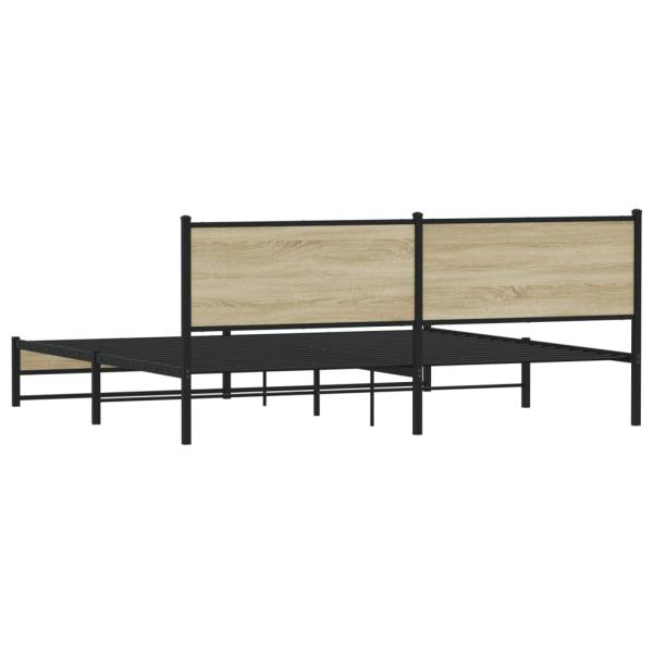 Metallbett ohne Matratze Sonoma-Eiche 193x203 cm