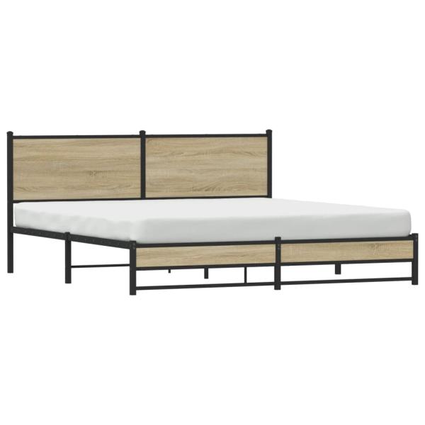 Metallbett ohne Matratze Sonoma-Eiche 180x200 cm