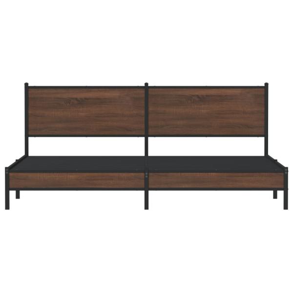 Metallbett ohne Matratze Braun Eichen-Optik 193x203 cm