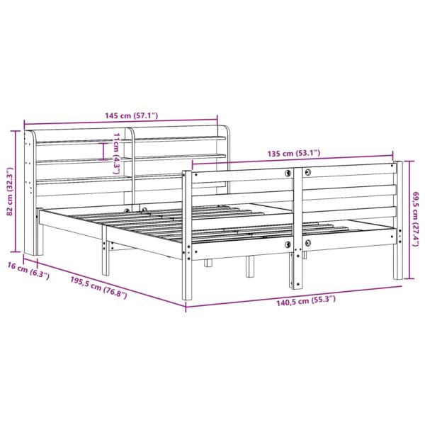 Bettgestell mit Kopfteil ohne Matratze 135x190 cm