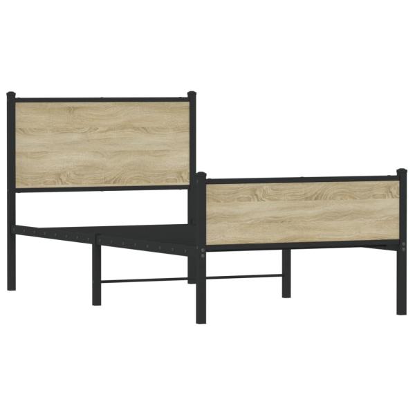Metallbett ohne Matratze Sonoma-Eiche 100x190 cm