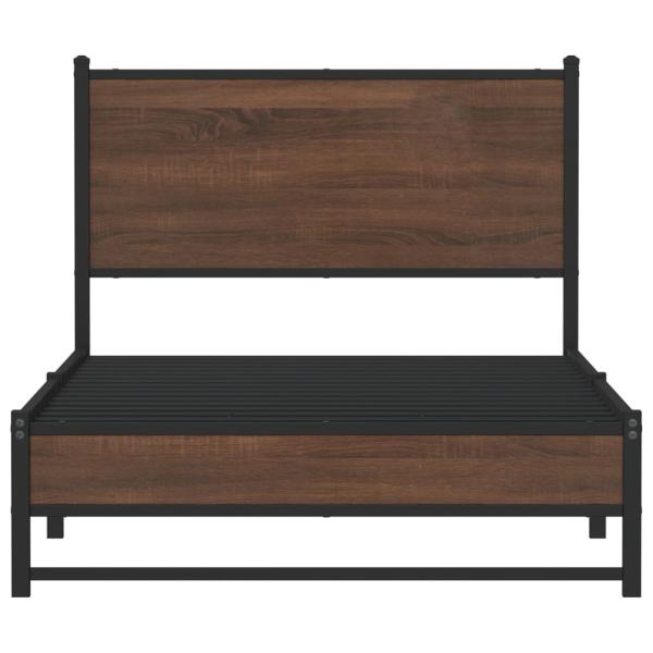 Metallbett ohne Matratze Braun Eichen-Optik 100x200 cm