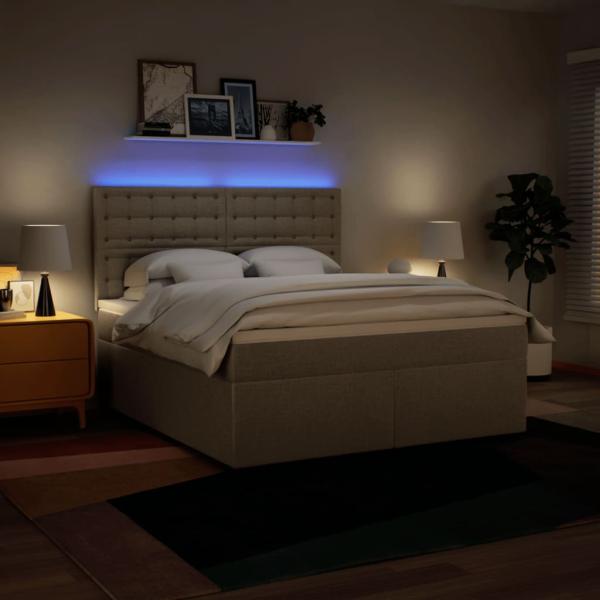 Boxspringbett mit Matratze Creme 180x200 cm Stoff