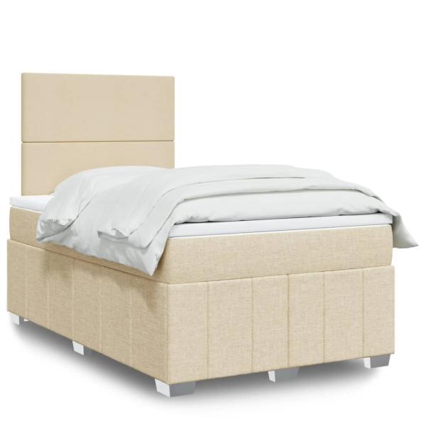 ARDEBO.de - Boxspringbett mit Matratze Creme 120x200 cm Stoff