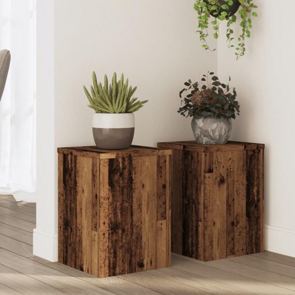 ARDEBO.de - Pflanzenständer 2 Stk. Altholz-Optik 25x25x35 cm Holzwerkstoff