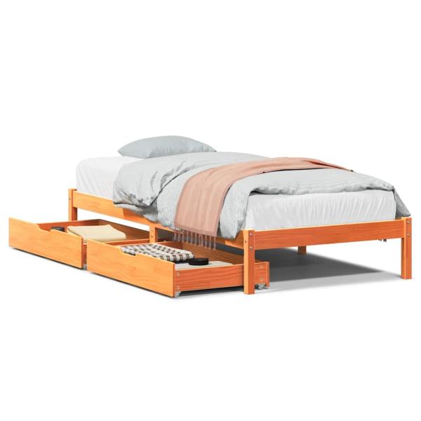 ARDEBO.de - Massivholzbett ohne Matratze Wachsbraun 90x200 Kiefernholz