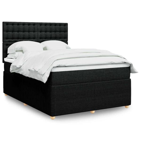 ARDEBO.de - Boxspringbett mit Matratze Schwarz 140x190 cm Stoff