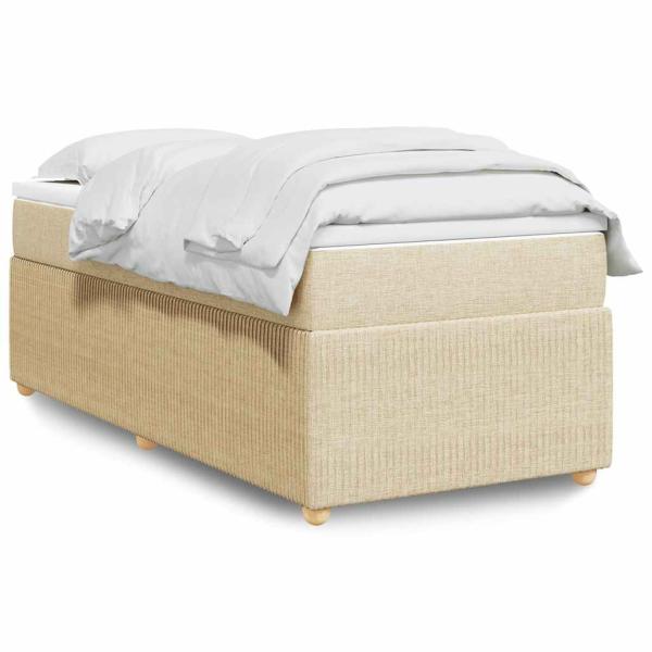 ARDEBO.de - Boxspringbett mit Matratze Creme 100x200 cm Stoff