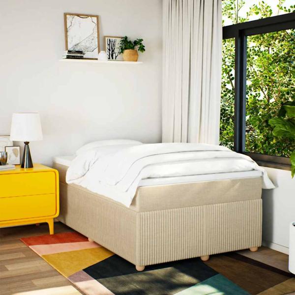 Boxspringbett mit Matratze Creme 120x190 cm Stoff