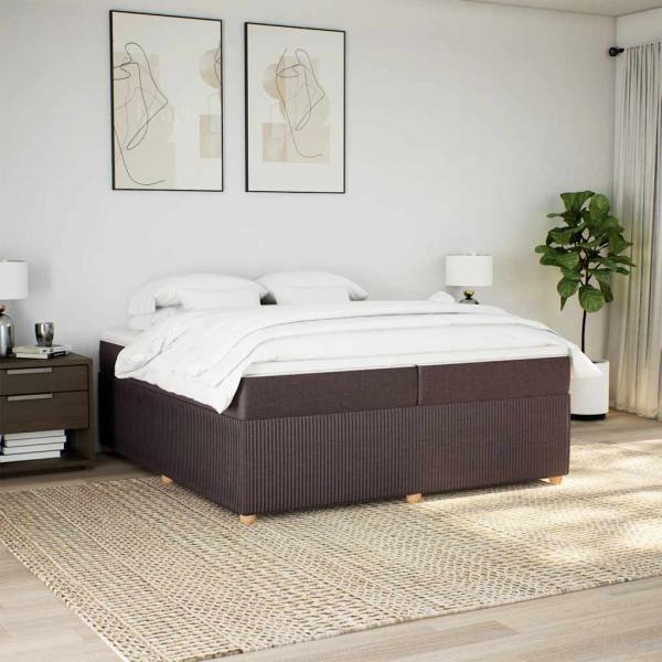 ARDEBO.de - Boxspringbett mit Matratze Dunkelbraun 200x200 cm Stoff