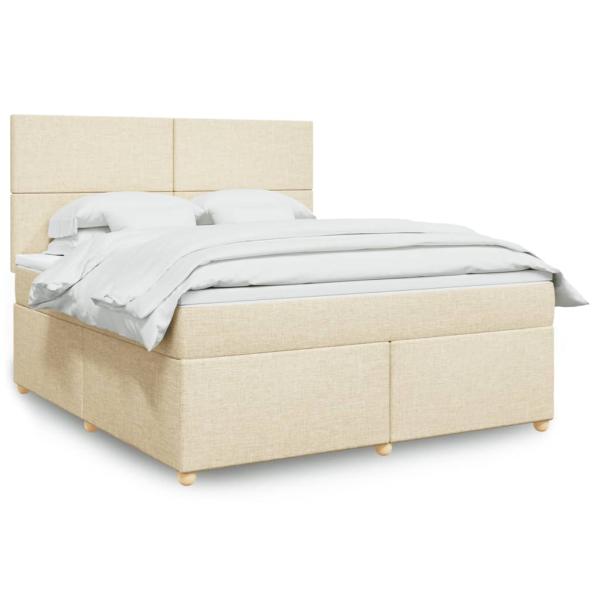 ARDEBO.de - Boxspringbett mit Matratze Creme 180x200 cm Stoff
