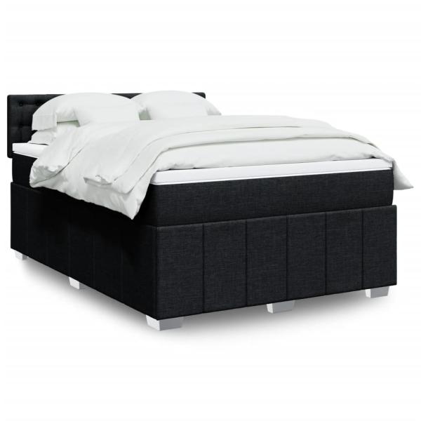 ARDEBO.de - Boxspringbett mit Matratze Schwarz 160x200 cm Stoff