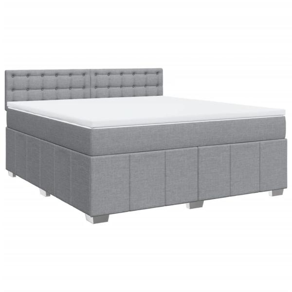 Boxspringbett mit Matratze Hellgrau 180x200 cm Stoff