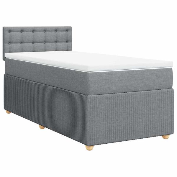 Boxspringbett mit Matratze Hellgrau 100x200 cm Stoff