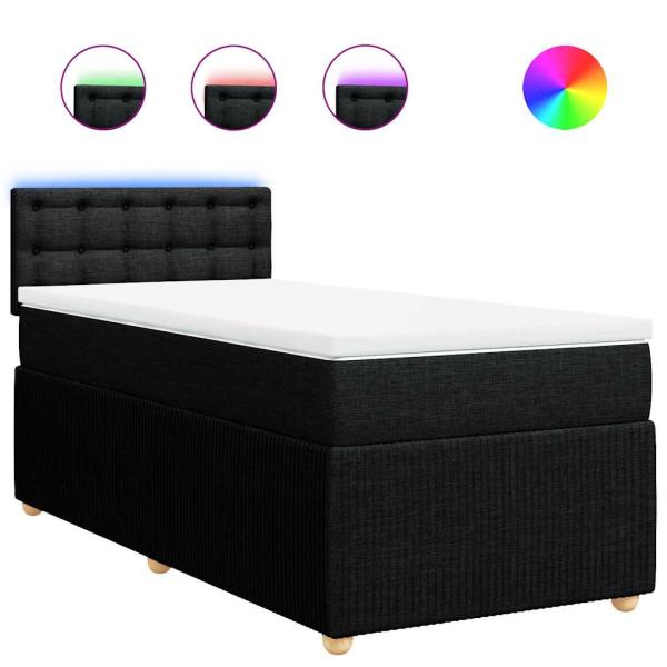 ARDEBO.de - Boxspringbett mit Matratze Schwarz 100x200 cm Stoff