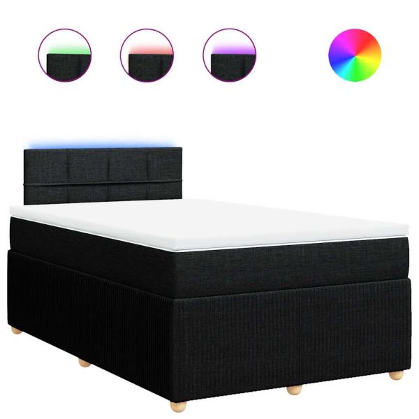 ARDEBO.de - Boxspringbett mit Matratze Schwarz 120x200 cm Stoff