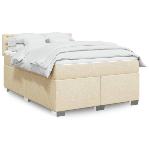 ARDEBO.de - Boxspringbett mit Matratze Creme 140x200 cm Stoff