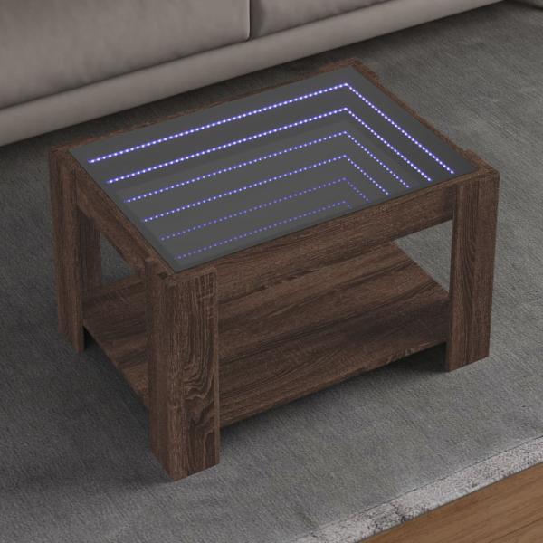 ARDEBO.de - LED-Couchtisch Braun Eichen-Optik 73x53x45 cm Holzwerkstoff