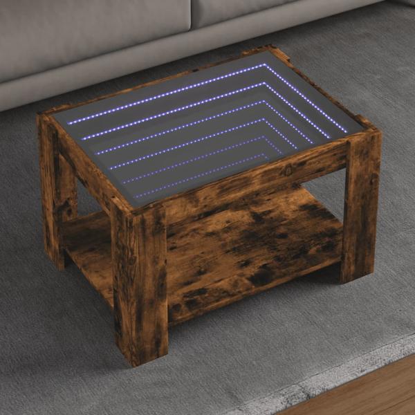 ARDEBO.de - LED-Couchtisch Räuchereiche 73x53x45 cm Holzwerkstoff