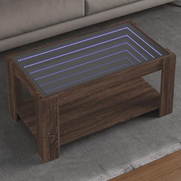 ARDEBO.de - LED-Couchtisch Braun Eichen-Optik 93x53x45 cm Holzwerkstoff